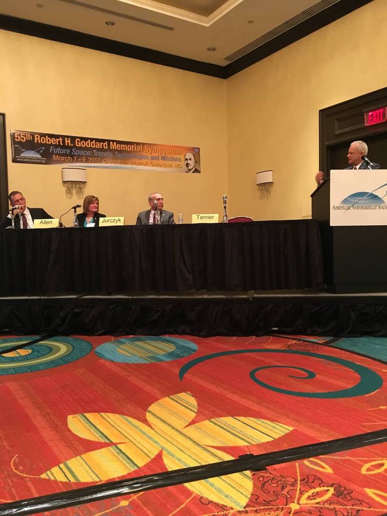 NASA Chief Technologist Douglas Terrier Moderates a Panel During the AAS 55th Robert H. Goddard Memorial Symposium