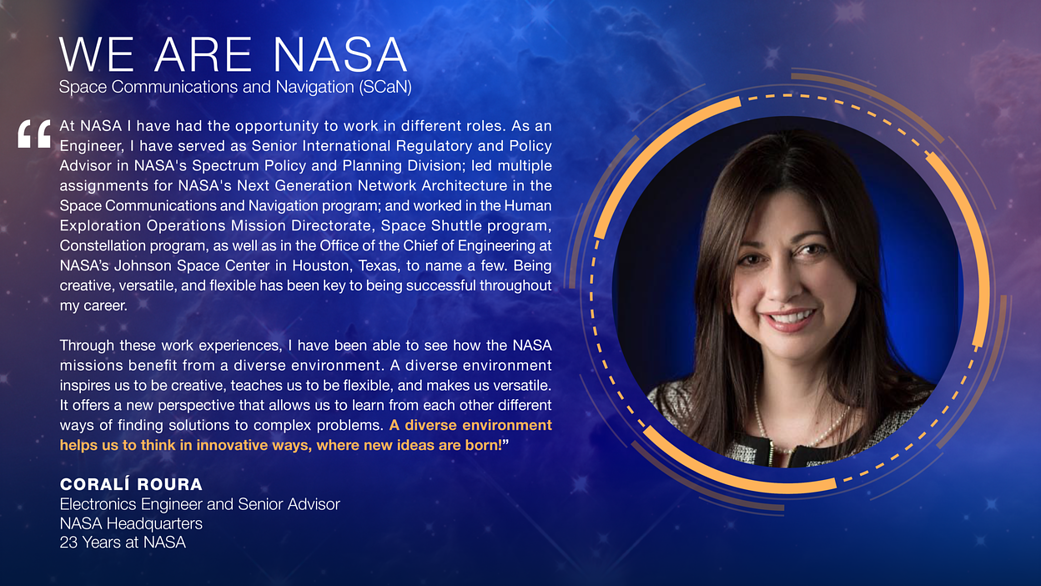 We Are NASA: Corali Roura, Electronics Engineer and Senior Advisor