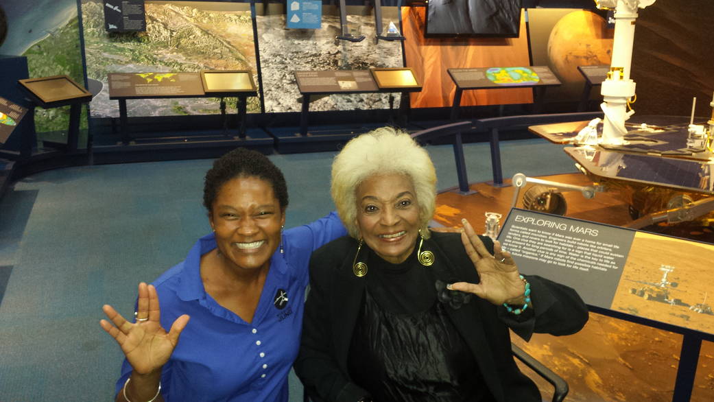 Tracy Drain, with one of her childhood inspirations… Nichelle Nichols, Star Trek’s Lt. Uhura