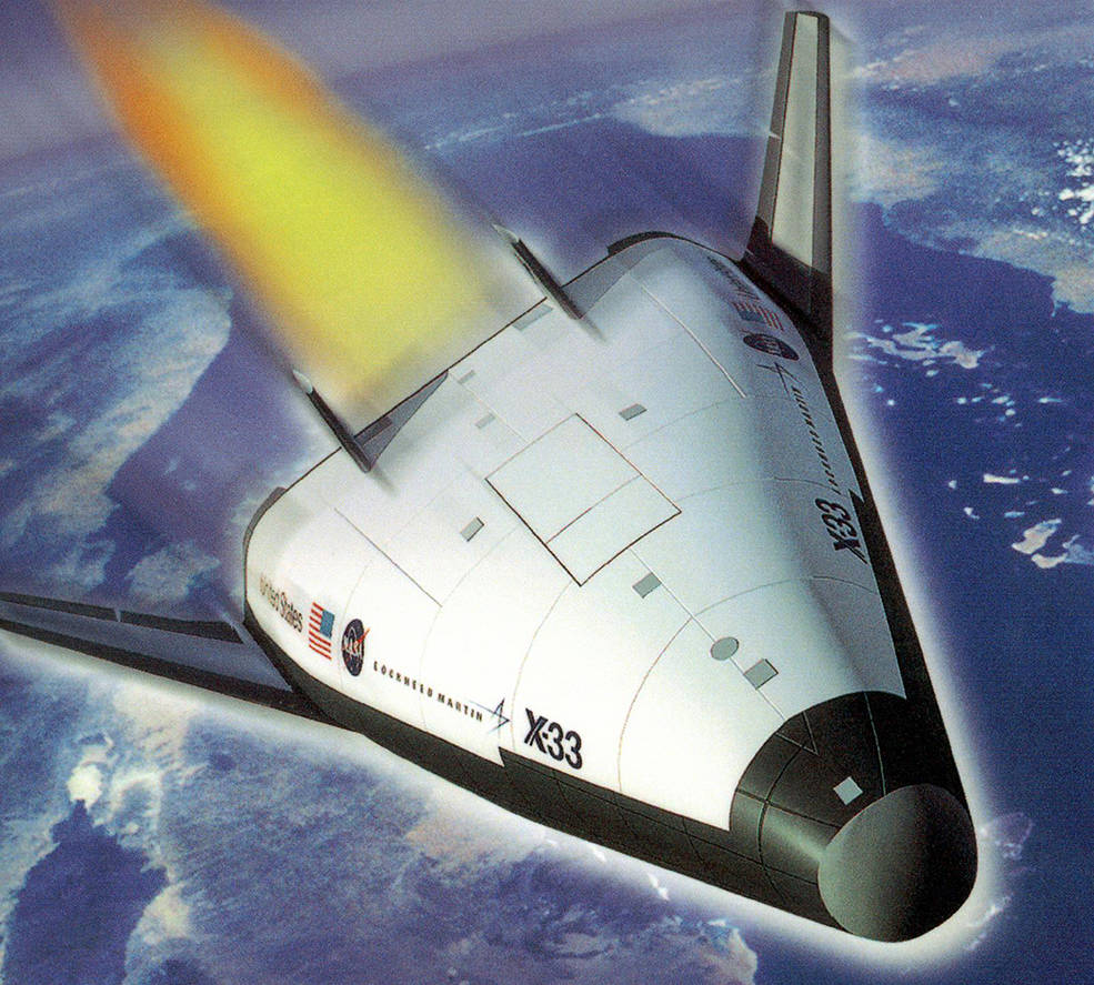 Artist rendition of X-plane in space above the Earth.