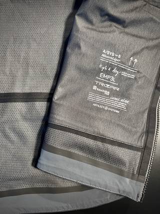 Printed text on fabric.
