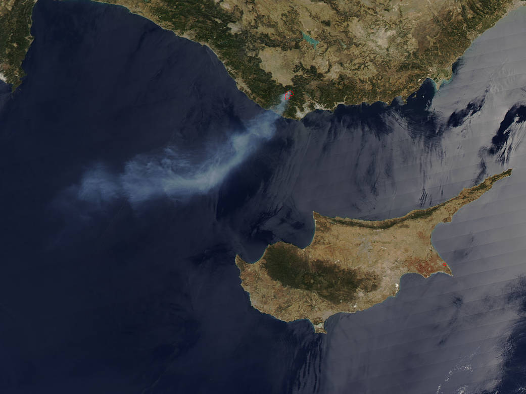 Aqua image of fires in Turkey