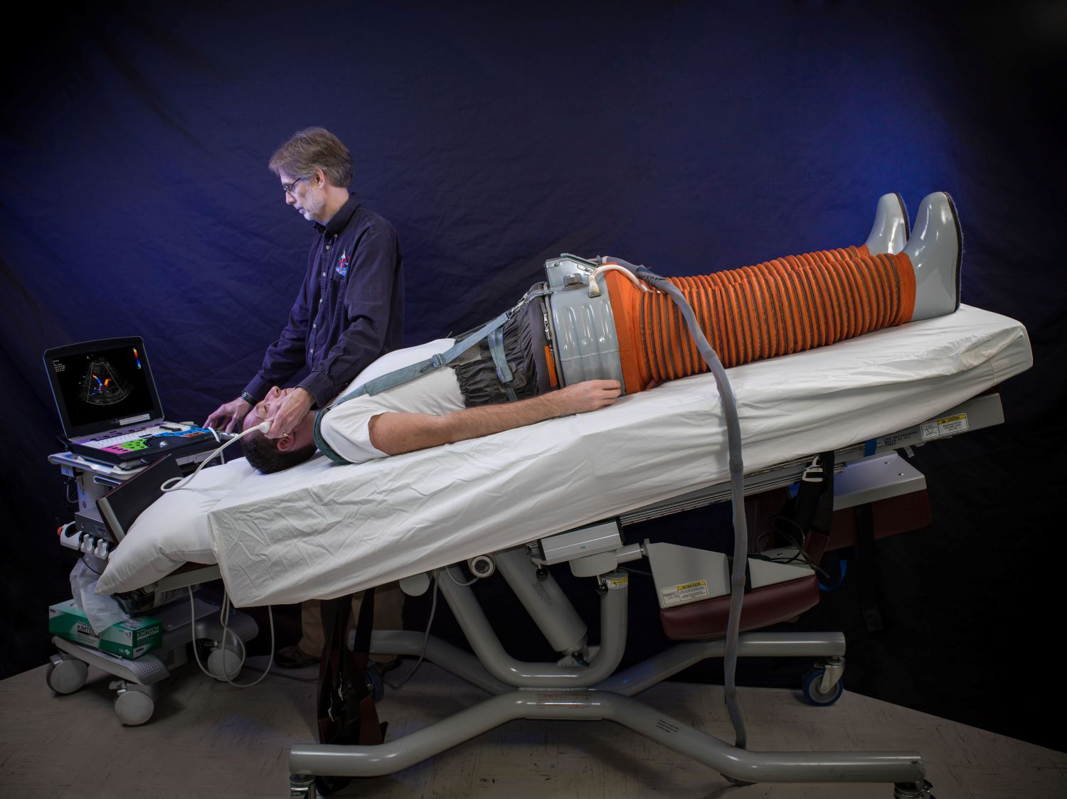 Using an ultrasound, NASA’s Human Research Program is currently testing noninvasive techniques to evaluate and measure intracranial pressure as part of the One-Year Mission research. NASA is collaborating with the Russians to test a potential countermeasure using a Russian Lower Body Negative Pressure (LBNP) or Chibis suit which could help shift fluids from the upper body to the lower body in crews before returning to Earth.
