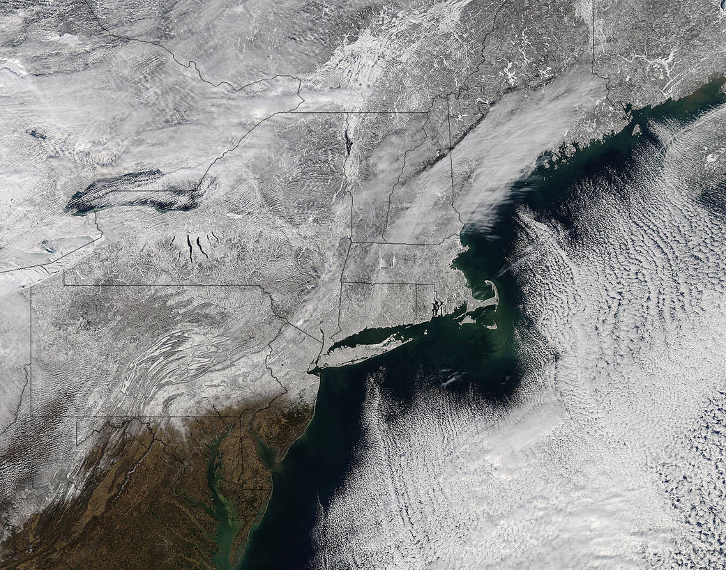 Northeastern US in snow blanket