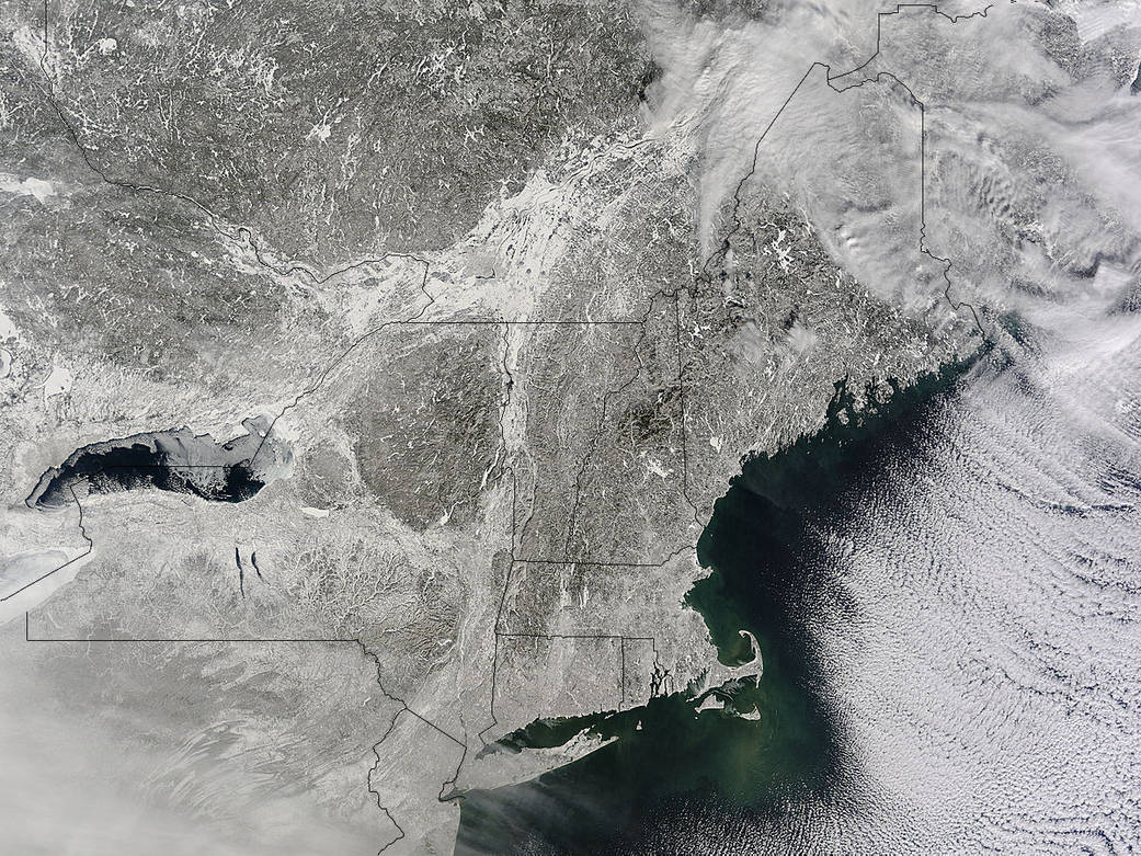 Snow cover over the East Coast of the U.S.