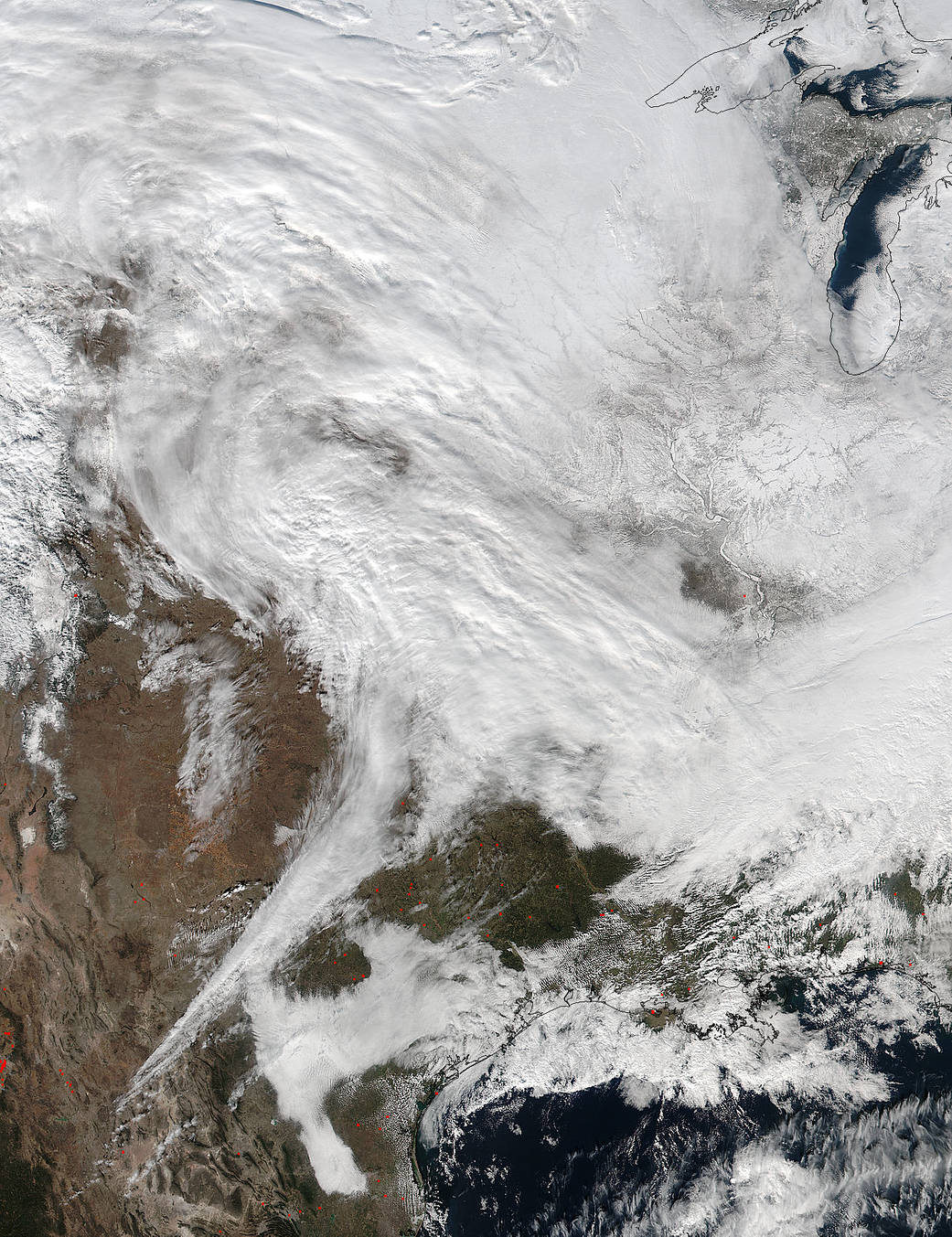 Winter storm moving through the central US