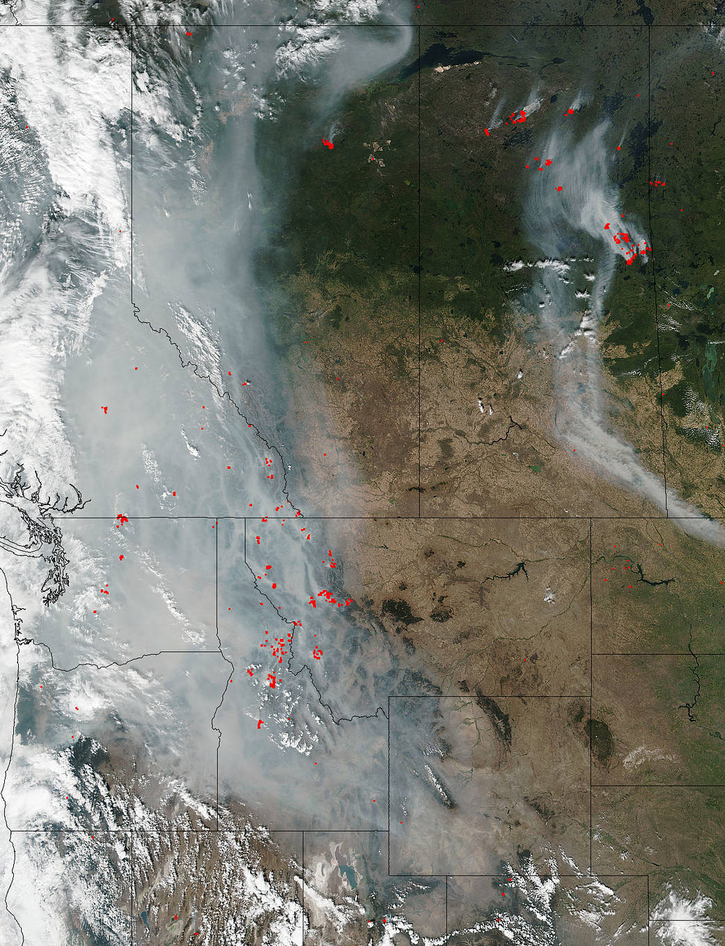 Suomi NPP Image of smoke over western U.S. and Canada