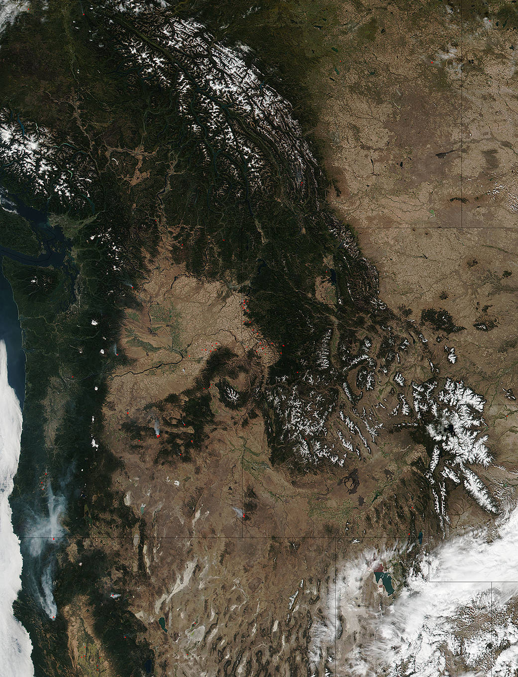 fires and snow in the Pacific Northwest