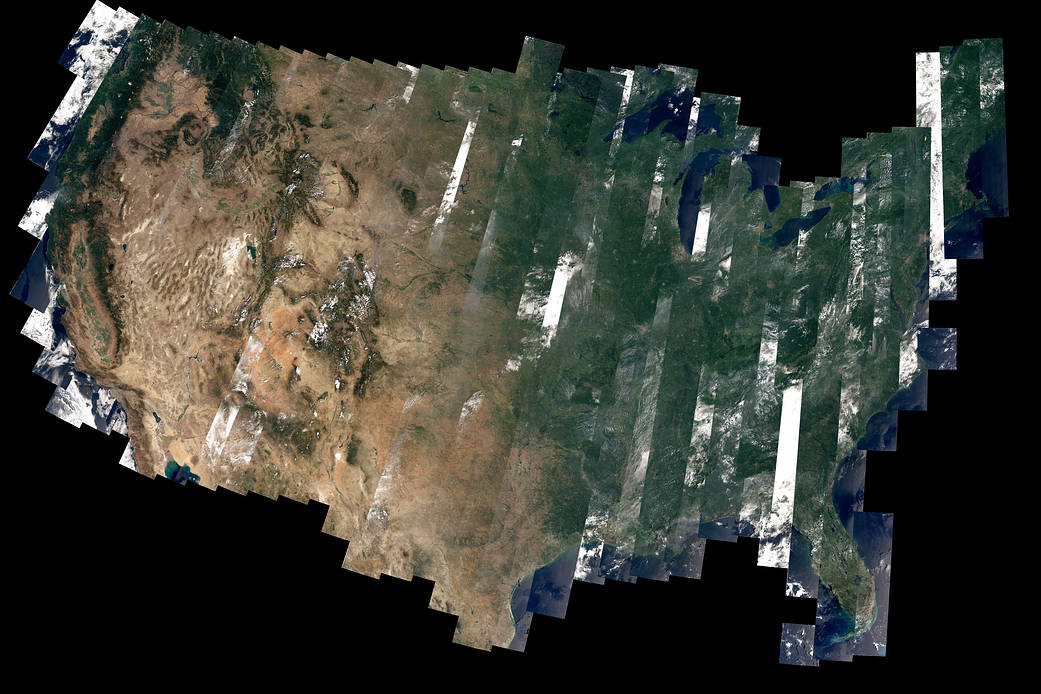 The map above—one of the first complete views of the United States from Landsat 8—is an example of how scientists are testin