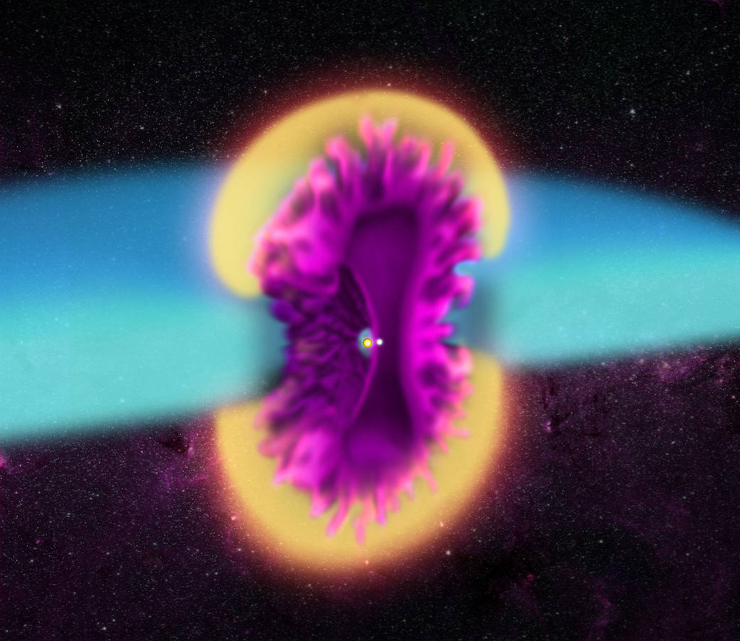 Illustration of outburst from the double star system V745 Sco.