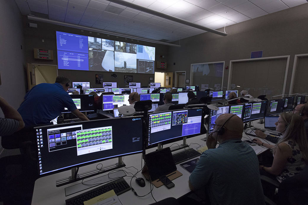 Team members participate in a countdown rehearsal for the upcoming JPSS-1 launch on a Delta II rocket from Vandenberg AFB