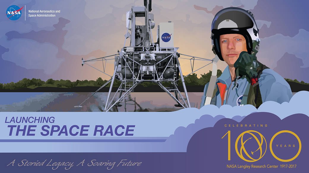 Illustration of NASA Langley Research Center centennial theme Launching the Space Race, March 2017