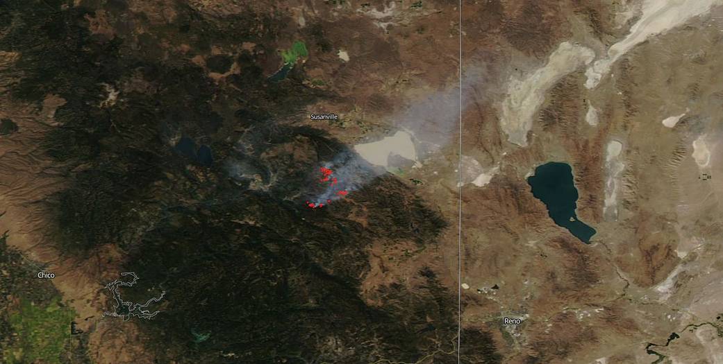 Aqua image of the Walker Fire