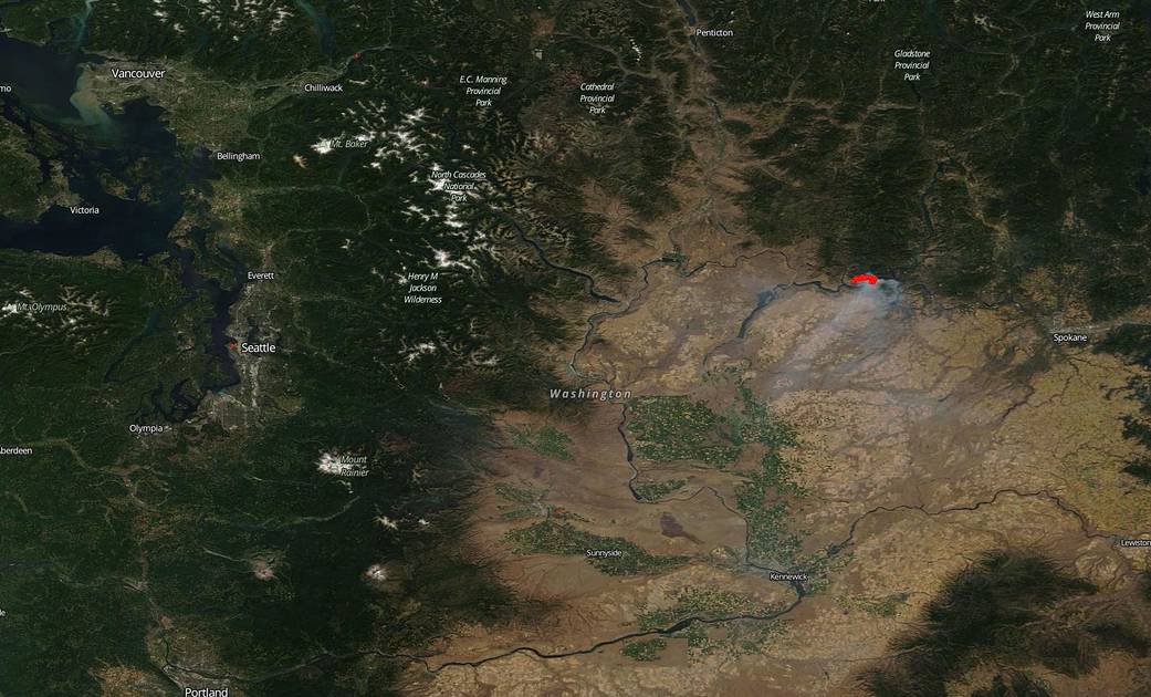 Washington state fire west of Spokane