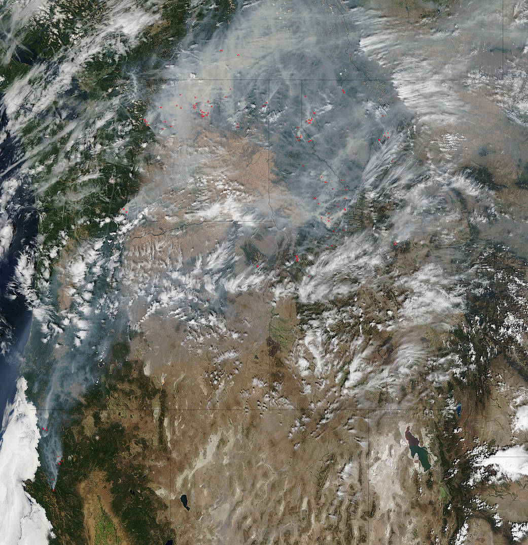 Terra image of western wildfires