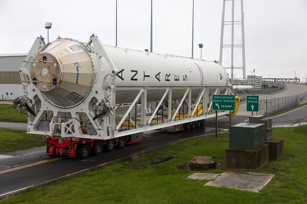 Antares first stage rolls out at NASA Wallops