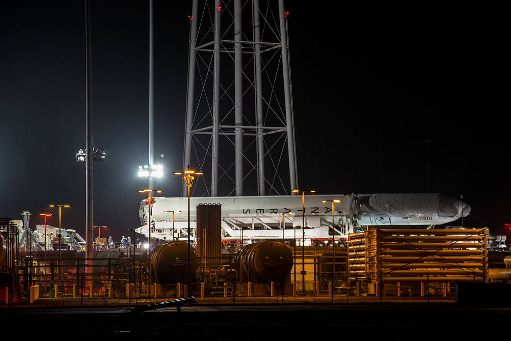 Antares rocket rolling to launch pad at Wallops