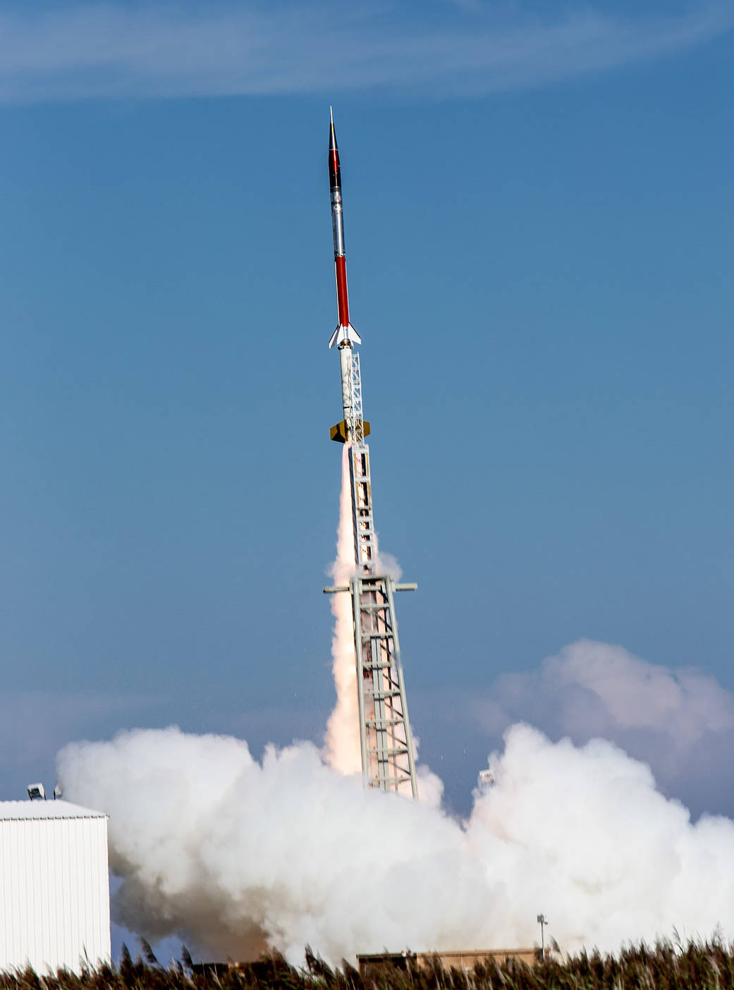 rocket launching off the rail.