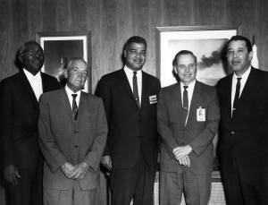 In May 1966, Civil rights leader and the director of the National Urban League, Whitney Young Jr. visits the Marshall Center.