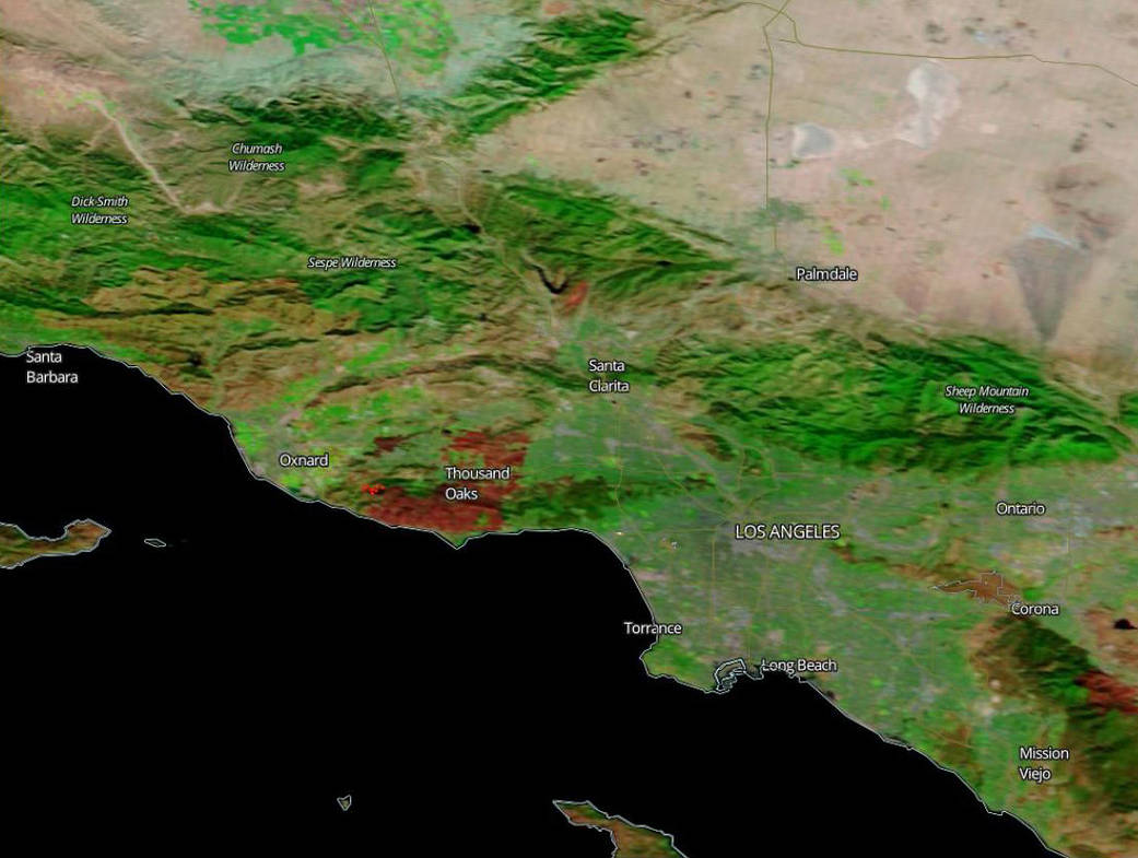 Terra image of the burn scar from the Woolsey fire