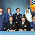 Seven crew members pose for crew portrait