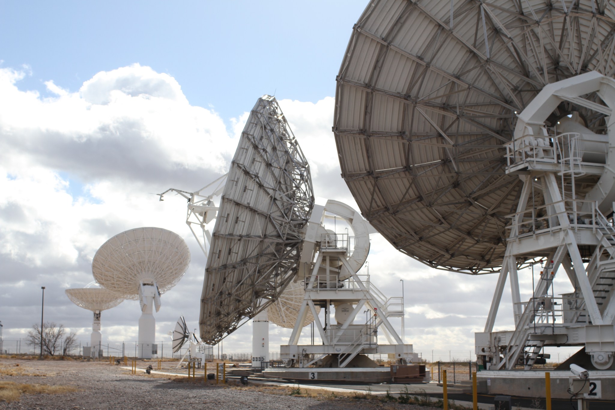 Antennas in the foreground at NASA's White Sand Complex.