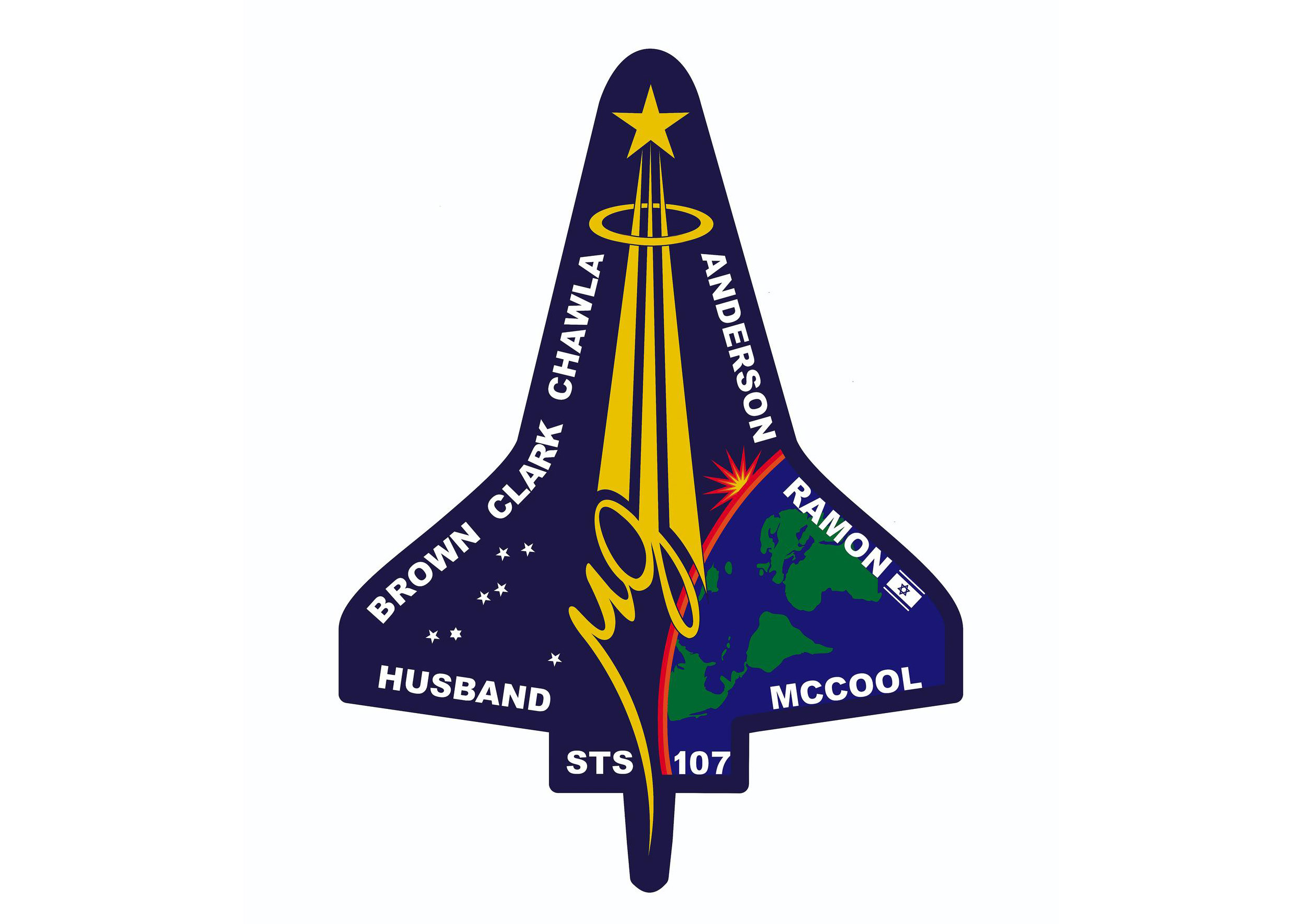 This is the insignia for the STS-107 mission which is a multidiscipline microgravity and Earth science research mission involving 80-plus International experiments to be performed by a crew of seven during the 16-day mission. The breadth of science conducted on this mission will have widespread benefits to life on Earth. Many of the experiments will be managed by the Marshall Space Flight Center in Huntsville, Alabama. The first shuttle mission in 2003, the STS-107 mission launched January 16, 2003, for the 28th flight of the Space Shuttle Orbiter Columbia and the 113th flight overall in NASA's Space Shuttle program.