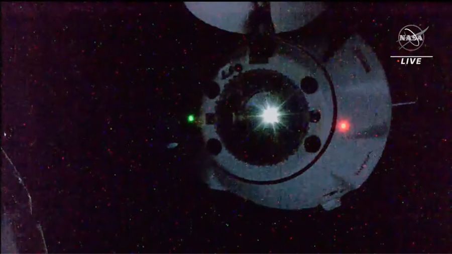 A SpaceX cargo Dragon is seen as it departs the International Space Station on April 15, 2023.