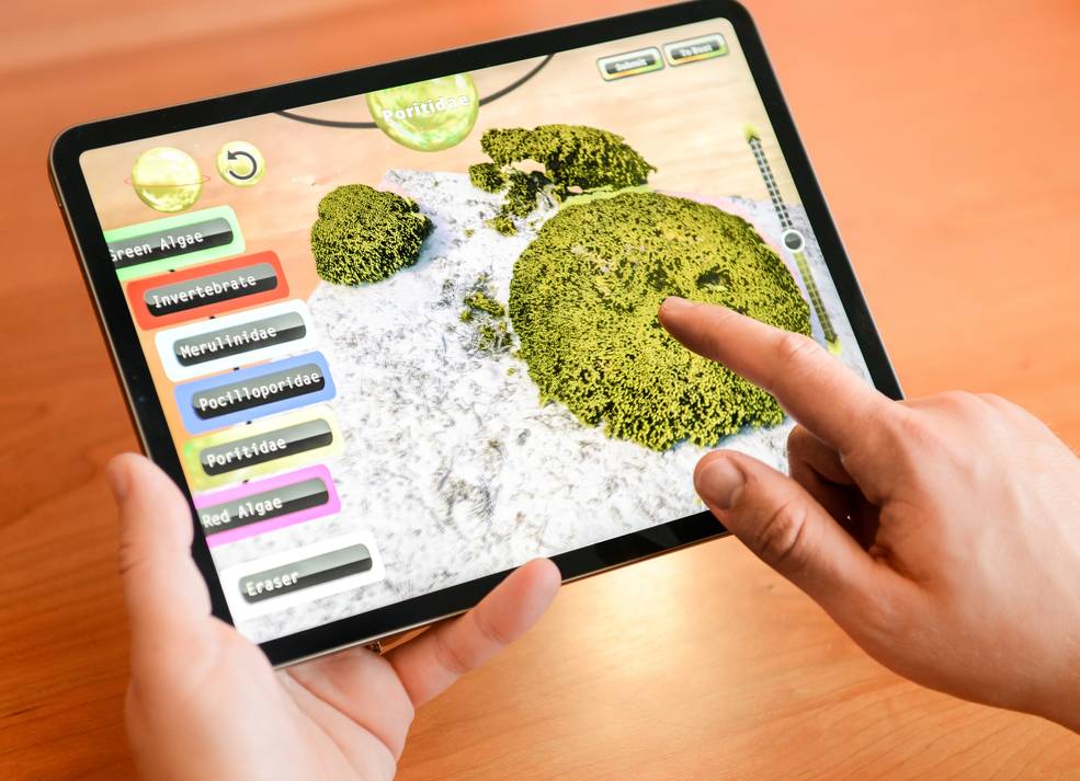An iPad with a way to map coral Habitats 