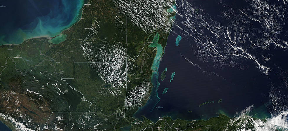  Image of Belize’s coral reefs taken from space. 