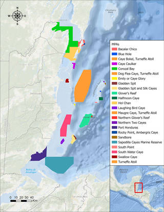 Map of Belize Barrier Reef Reserve System