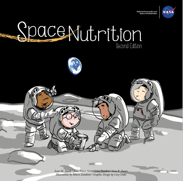 Space Nutrition book cover - kid astronauts on the moon