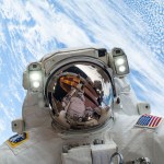 Astronaut selfie during spacewalk