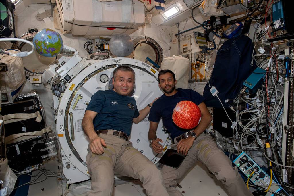 Expedition 68 Flight Engineers Koichi Wakata and Sultan Alneyadi