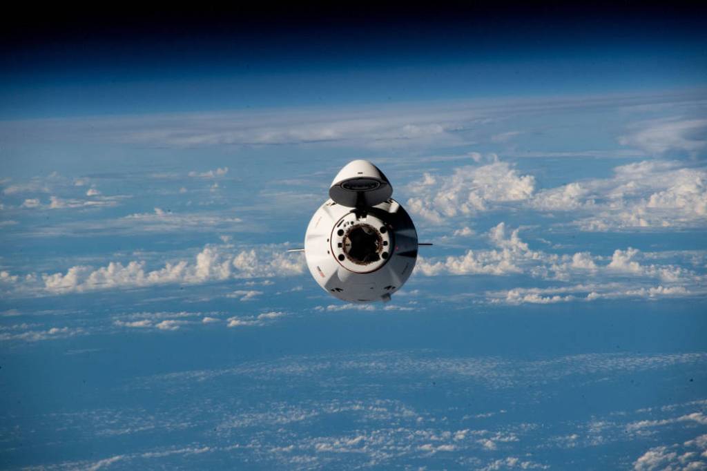 The SpaceX Dragon resupply ship approaches the space station