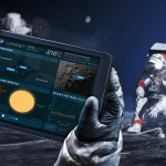 Artist's rendering of astronaut on the moon.