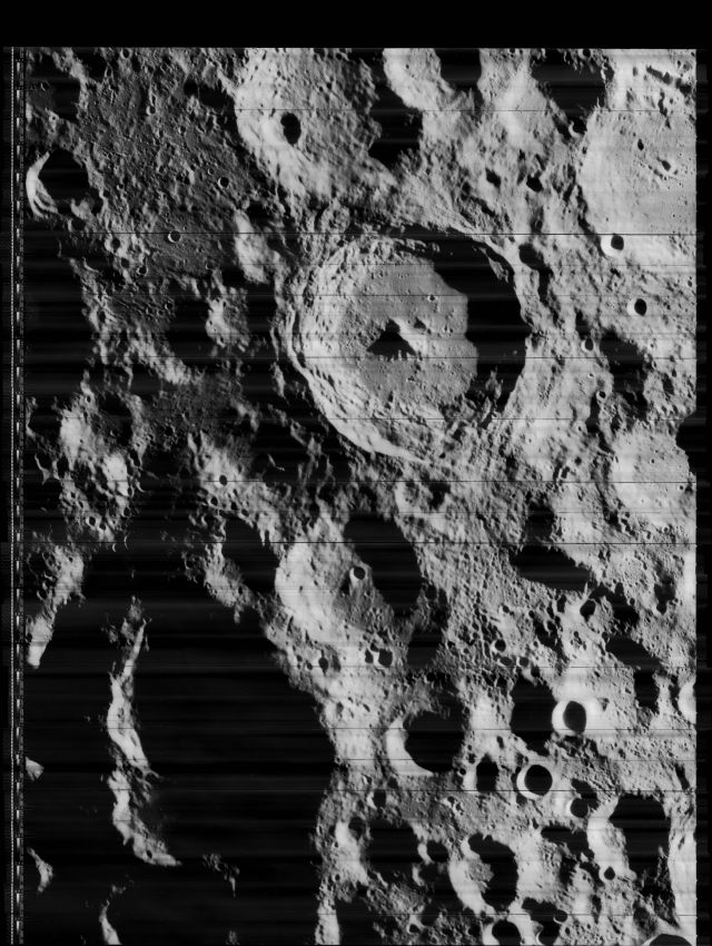Lunar Orbiter 4 image of craters on the lunar surface
