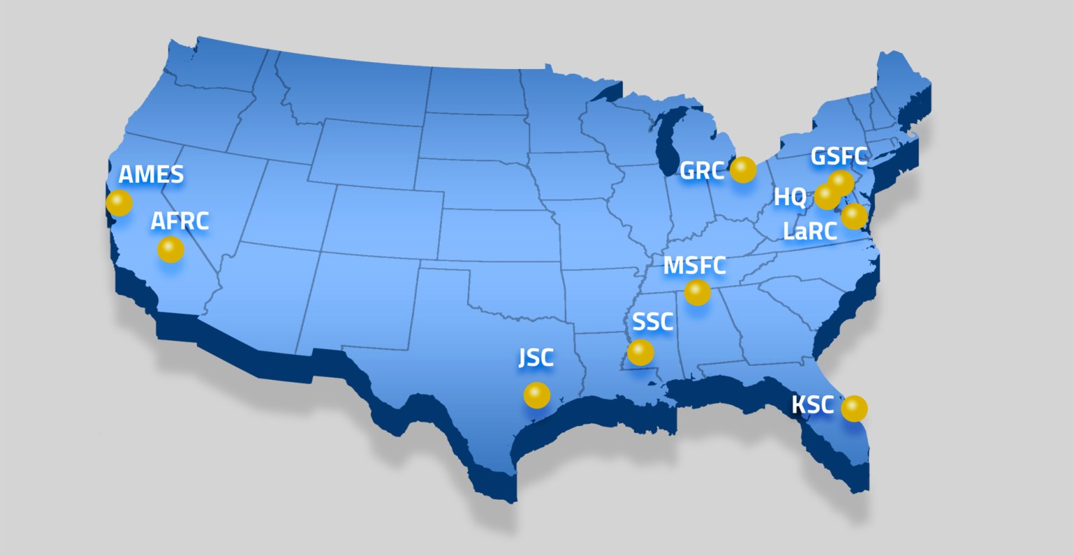 Map of NASA Centers