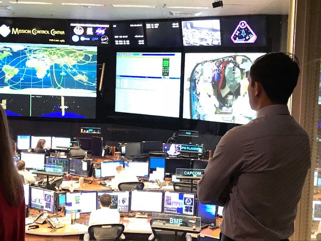 Aerospace Medicine Clerkship participant view Mission Control Center at NASA JSC.