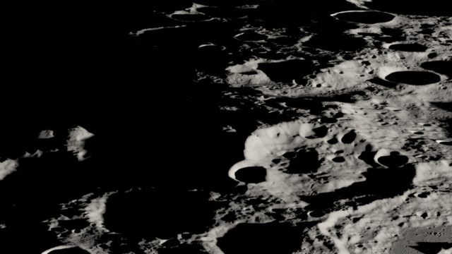 A view of the VIPER landing site next to Nobile Crater, near the Moon’s South Pole. Image captured by the Lunar Reconnaissance Orbiter.