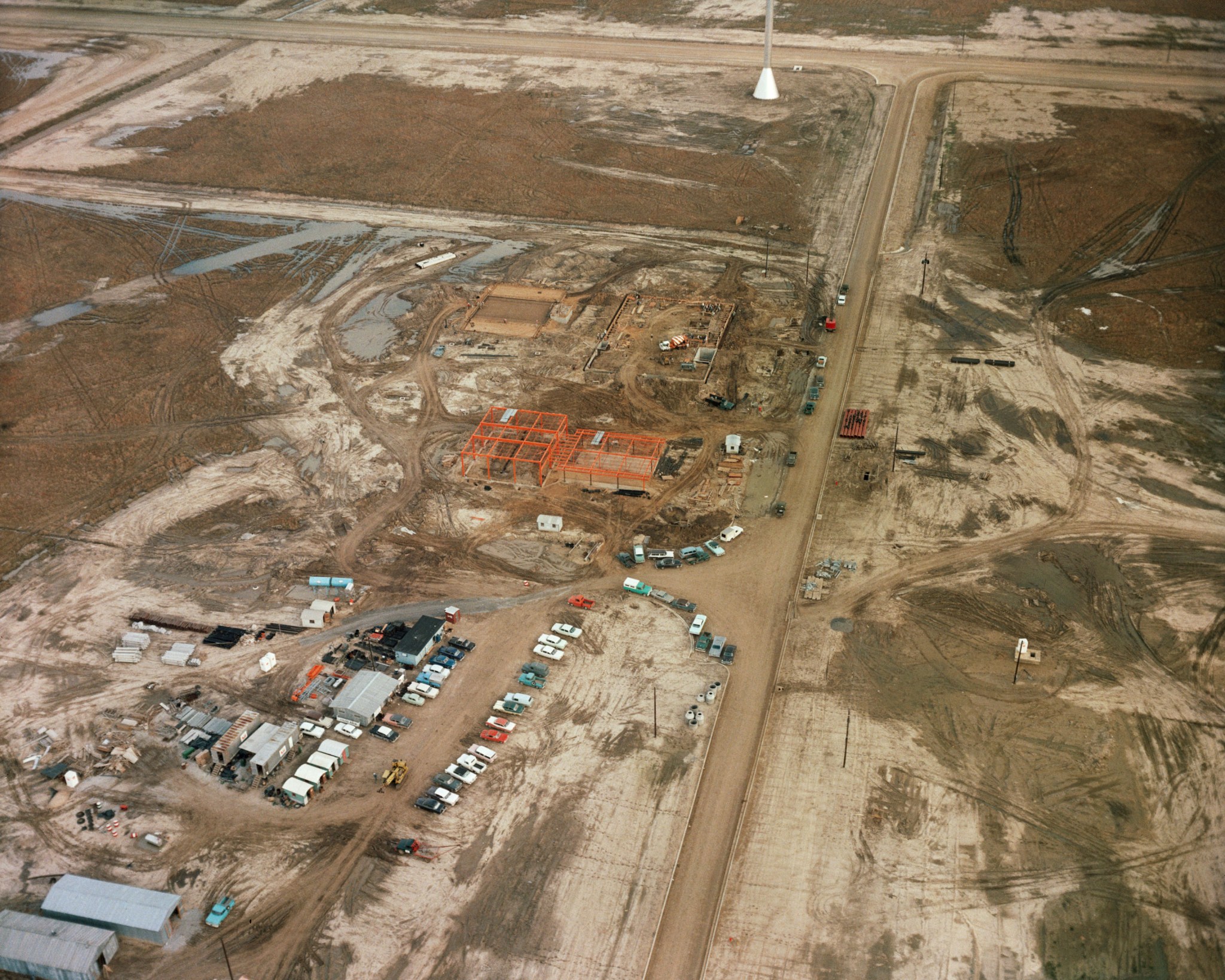 Aerial view of the Manned Spacecraft Center grounds on January 9, 1963 while under construction.