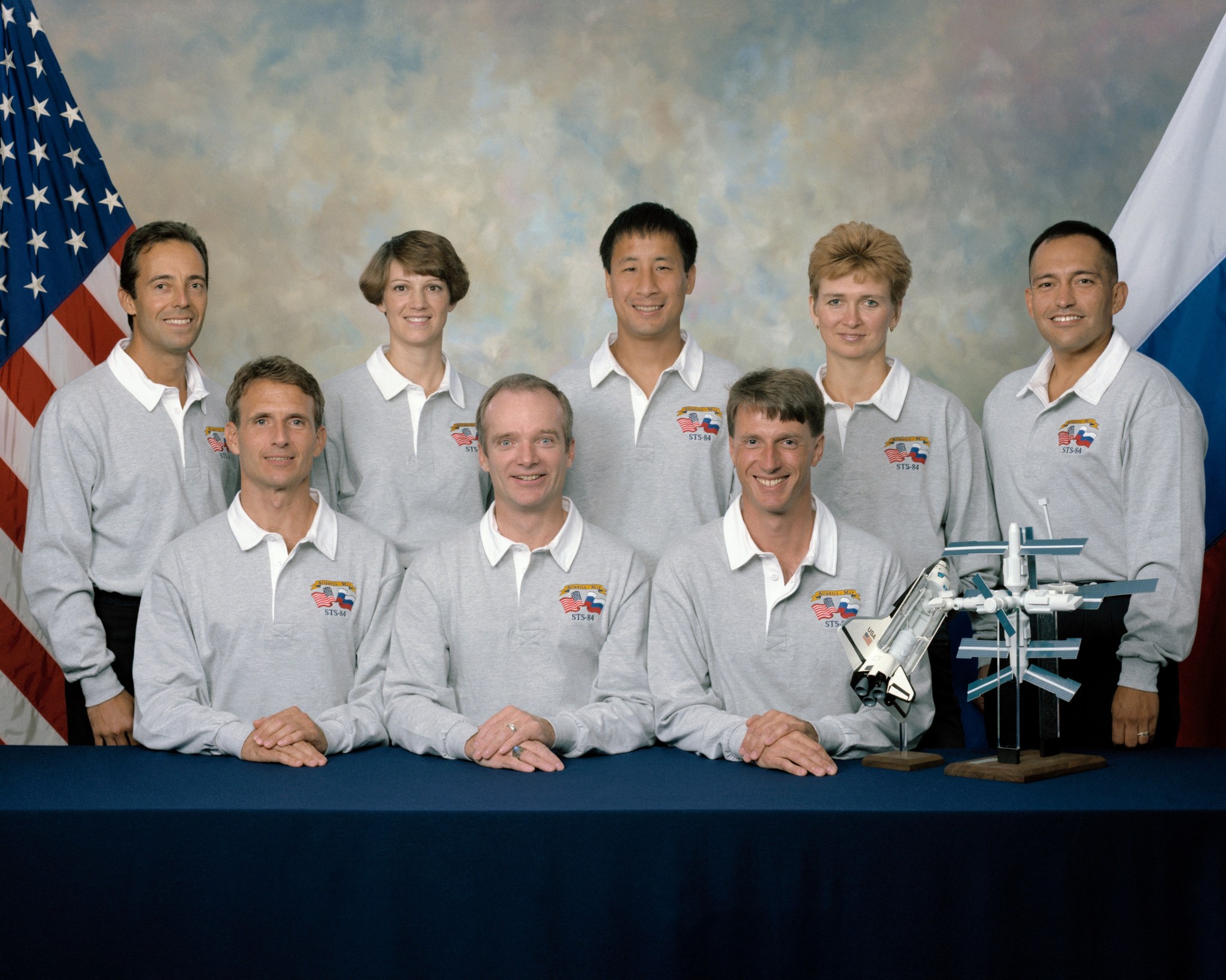 Official Portrait of the STS-84 crew.