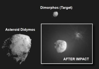 Asteroids shown before and after DART impact.