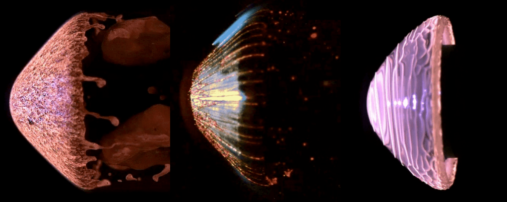 Meteoritic materials ablating in an arc heated wind tunnel