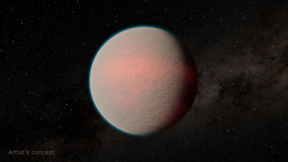 This artist’s concept depicts the planet GJ 1214 b