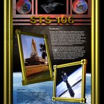 STS-106 mission poster showing the shuttle, the ISS and descriptive text
