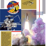 STS-113 mission poster showing a shuttle launch, the mission patch, the ISS and descriptive text