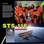 STS-116 crew poster showing the crew portrait, the ISS, an EVA and descriptive text