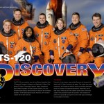 STS-120 crew poster showing the astronauts in orange flight suits, the mission patch, the Harmony node, and descriptive text about the mission