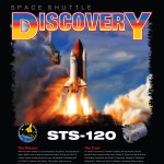 STS-120 mission poster showing a shuttle launch, the mission patch, the Harmony node, and descriptive text about the mission